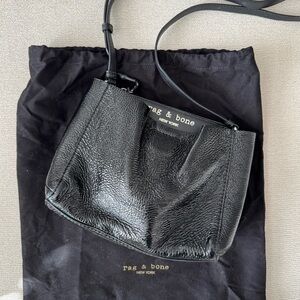 rag & bone black patent leather messenger bag